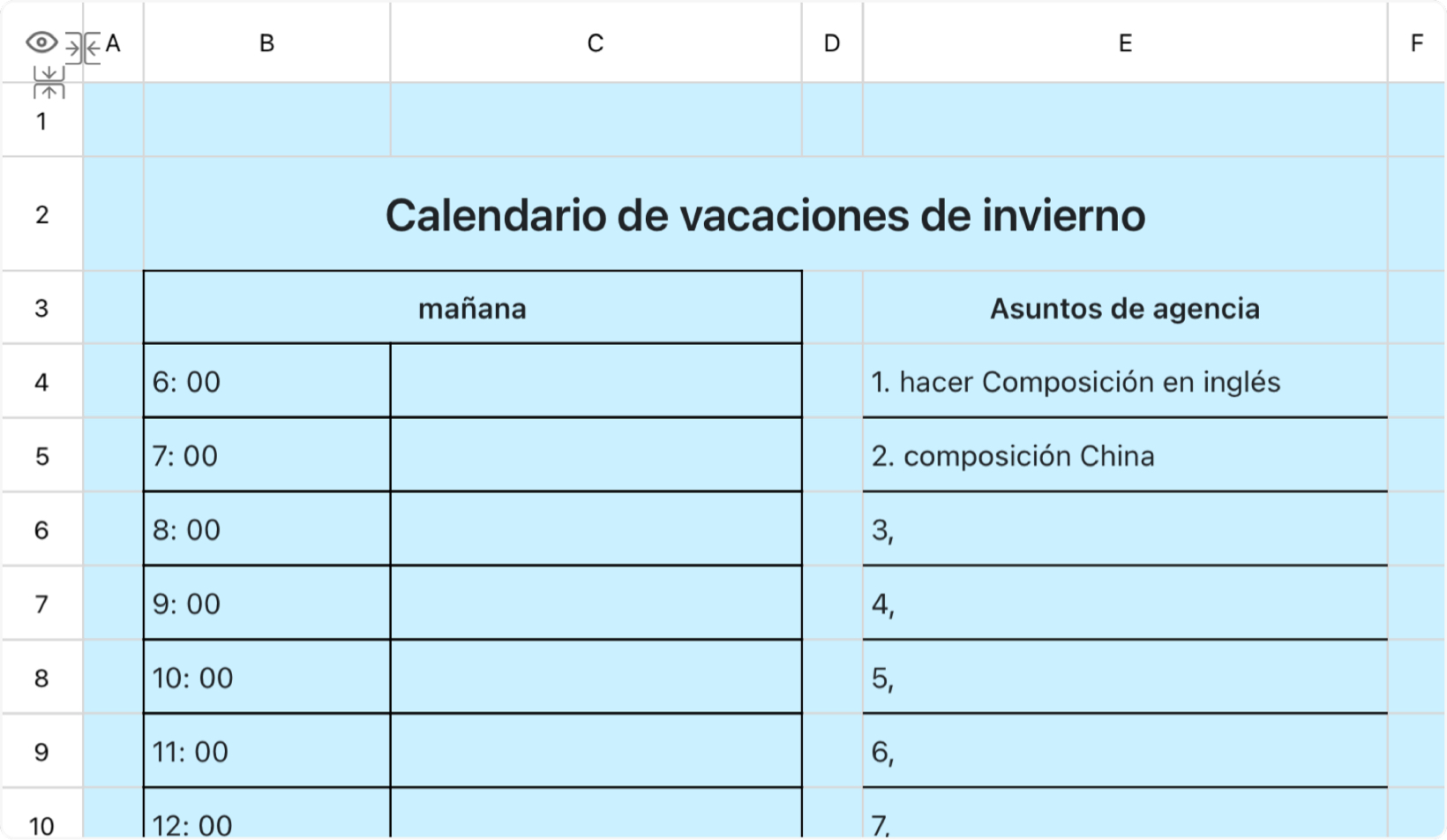 Calendario de vacaciones de invierno
